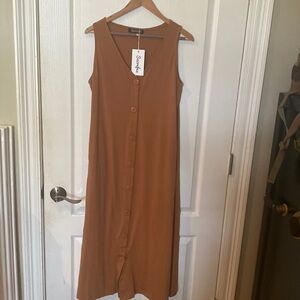 Sucrefas sz S V-neck button down tank maxi dress NWT